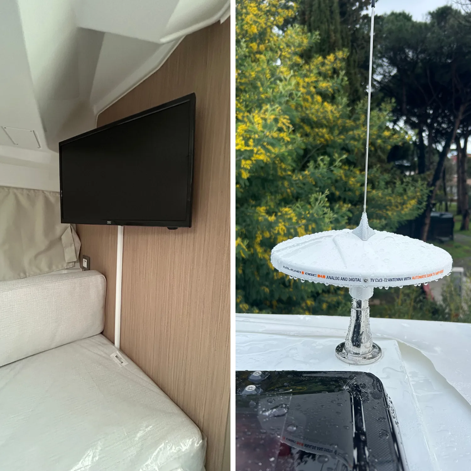 Installation d’une TV sur un Jeanneau Cap Camarat aux Issambres