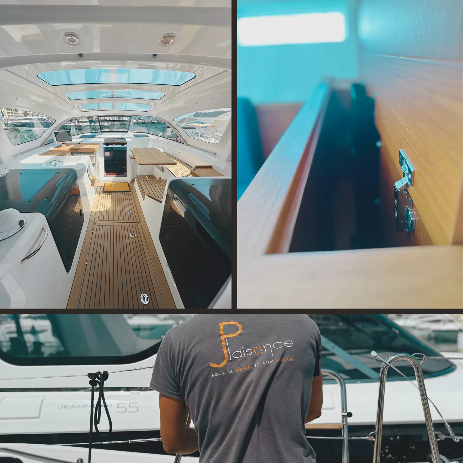 Installation d’une TV sur ascenseur sur un Jeanneau Yachts 55